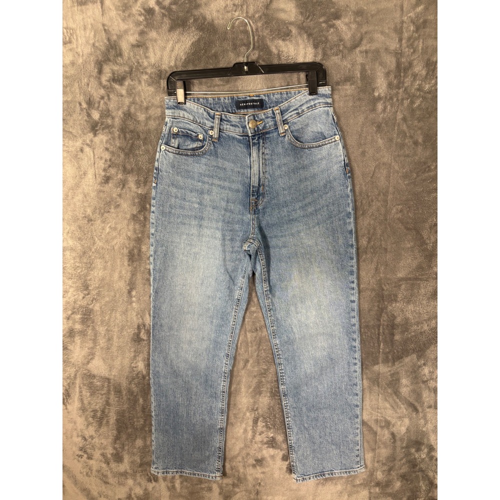 Aeropostale Curvy High Rise Mom Jeans Medium Wash Denim Pants Womens